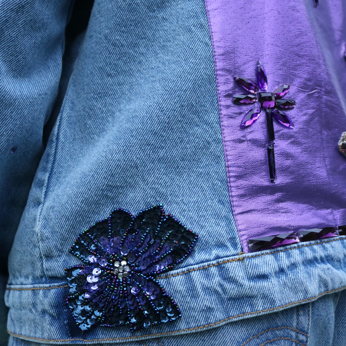 Crystal Appliqué Hand Embellished Denim Jacket