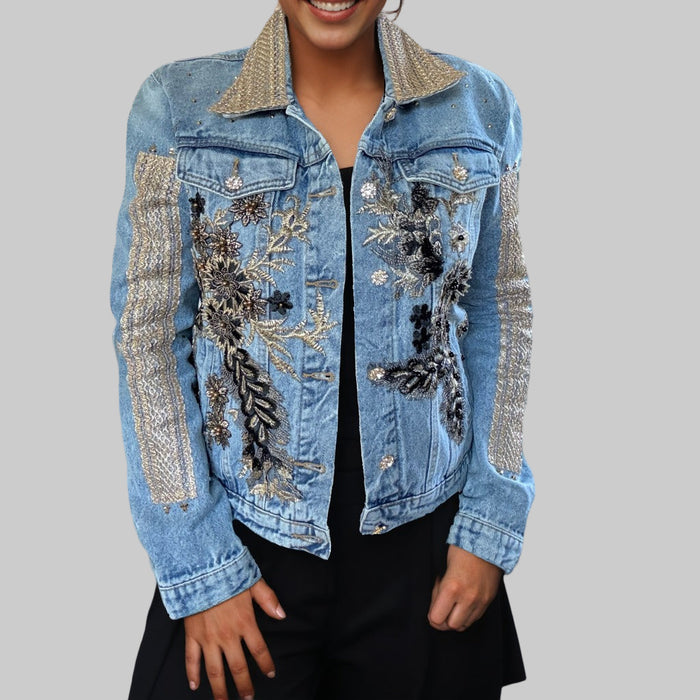 Denim Jacket with beaded embroidery