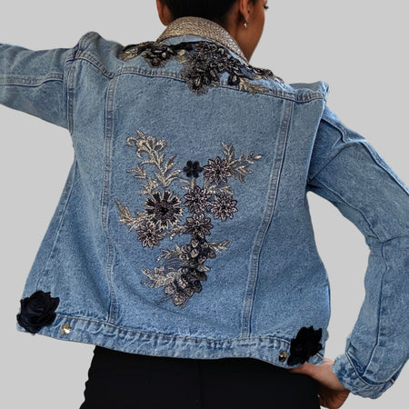 Denim Jacket with beaded embroidery
