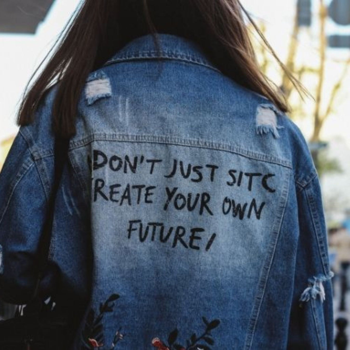 Simple but chic Statement Denim jacket featuring glamorous embellishments