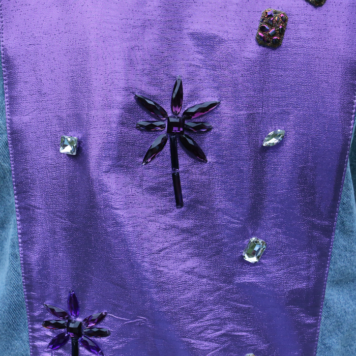 Crystal Appliqué Hand Embellished Denim Jacket 