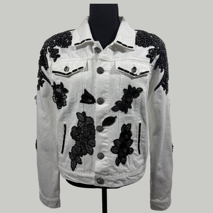 Black Floral Appliqué Jacket