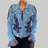 Crystal Appliqué Hand Embellished Denim Jacket 
