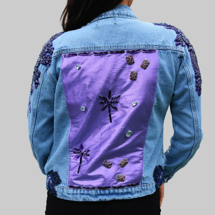Crystal Appliqué Hand Embellished Denim Jacket 