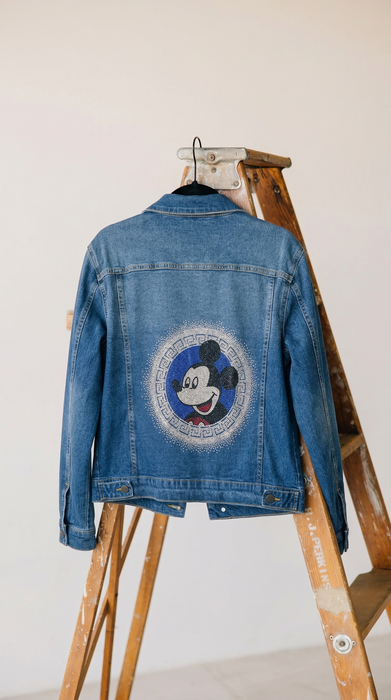 Royal Medallion Mouse Couture Embellished Denim Jacket