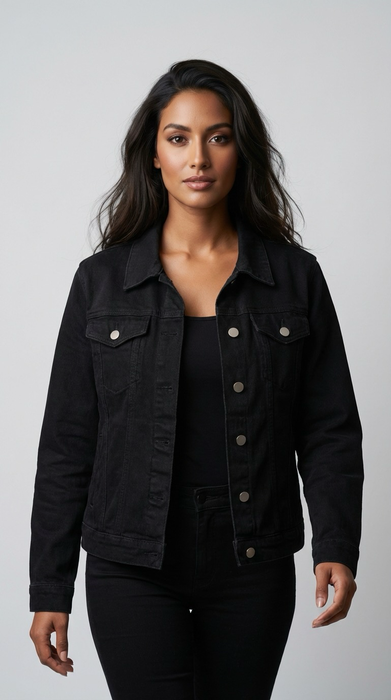 Midnight Prism Feline Couture Embellished Denim Jacket