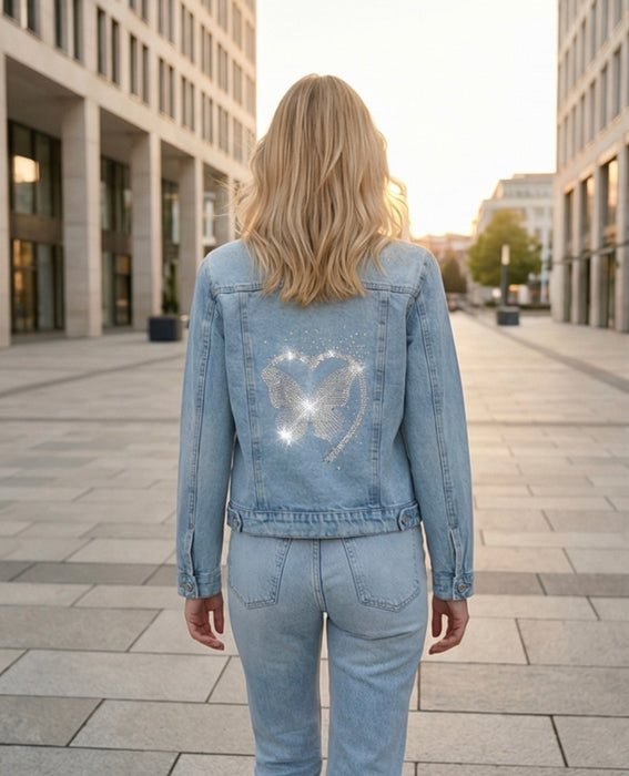Celestial Butterfly Couture Embellished  Denim Jacket