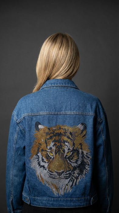 Golden Sovereign Tiger Couture Embellished Denim Jacket