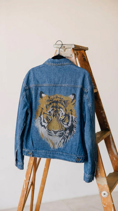 Golden Sovereign Tiger Couture Embellished Denim Jacket