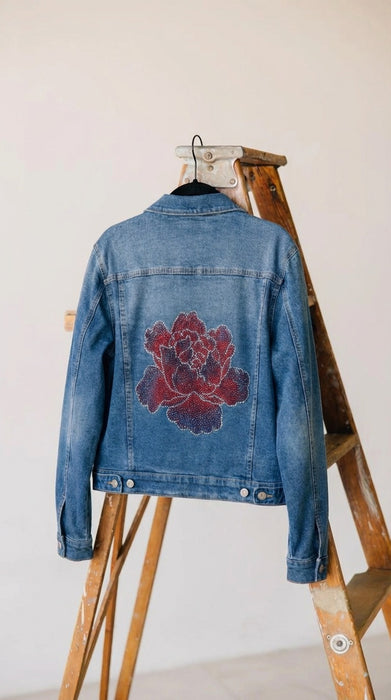 Celestial Rose Majesty Couture Embellished Denim Jacket