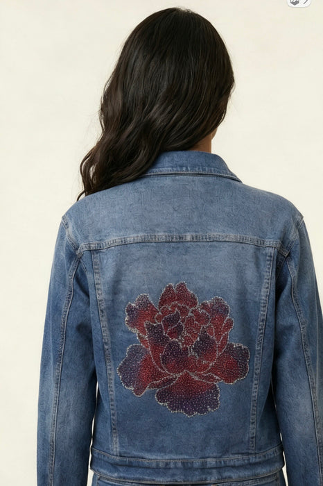Celestial Rose Majesty Couture Embellished Denim Jacket