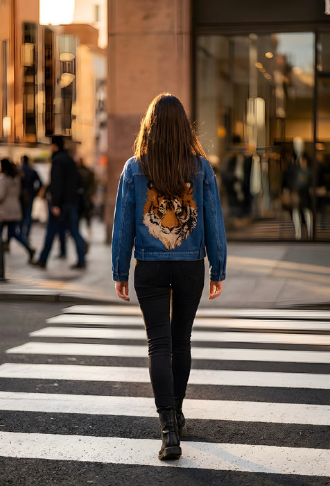 Golden Sovereign Tiger Couture Embellished Denim Jacket