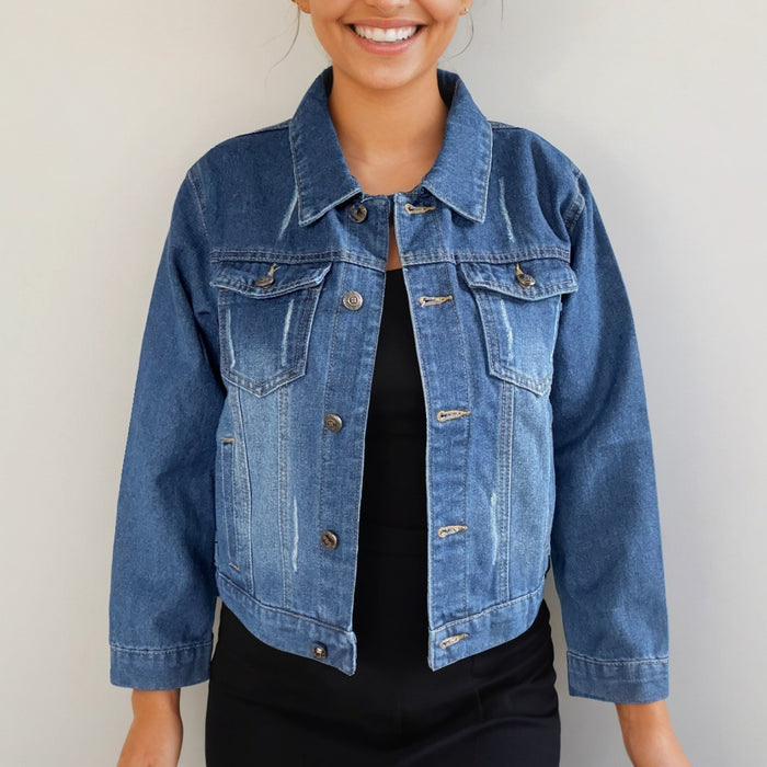 Crystal Rhinestone Hamsa Denim Jacket Hand-Embellished | Unique |  Size:XL | Missey & Daff