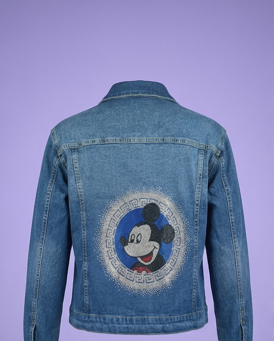 Royal Medallion Mouse Couture Embellished Denim Jacket
