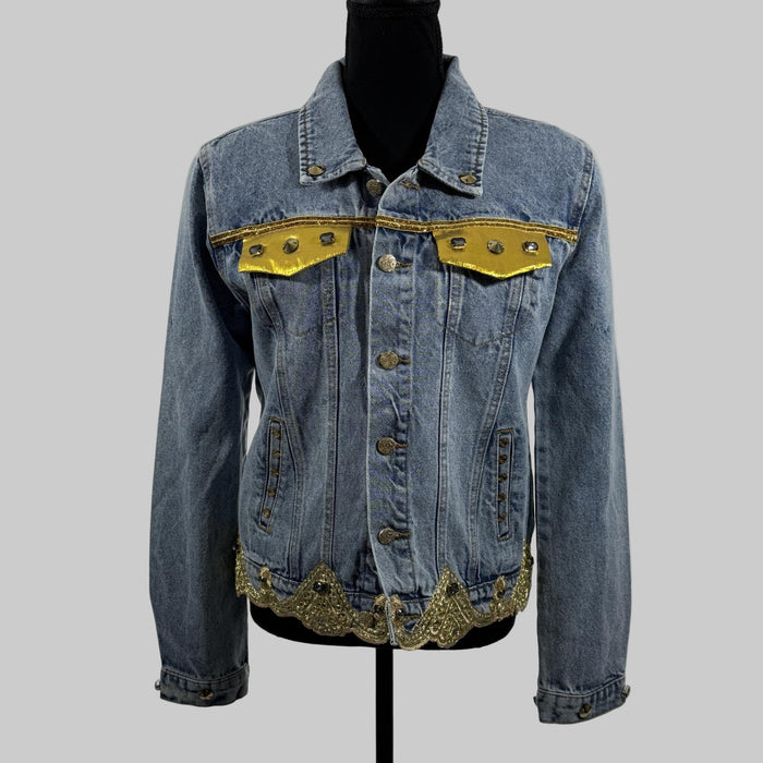 applique denim jean jacket