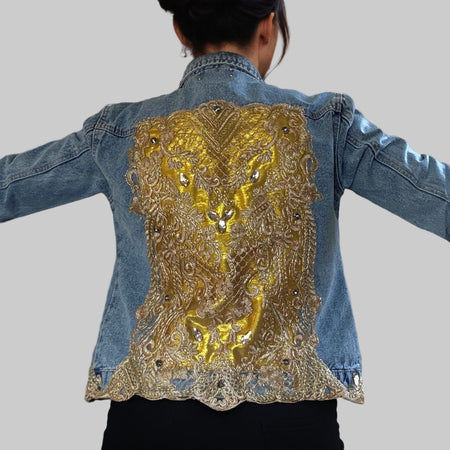 applique denim jean jacket