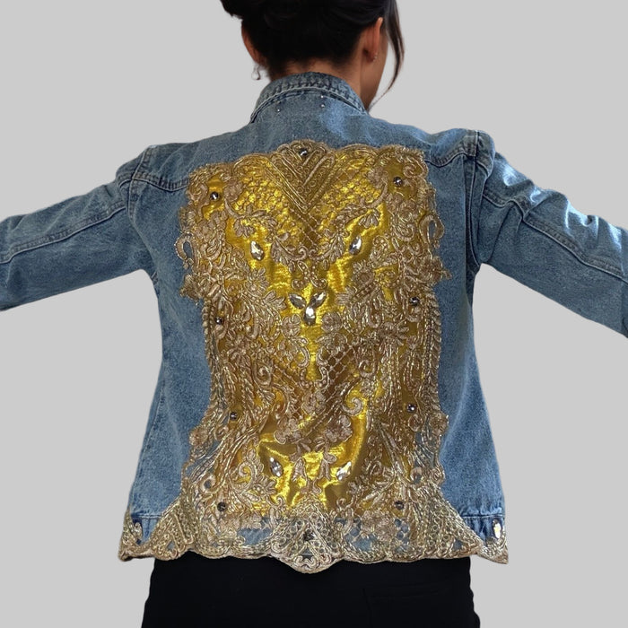 applique denim jean jacket