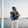 Elegant women’s denim jacket with hand-decorated details