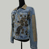 embellished denim jacket handcrafted with gold embroidery