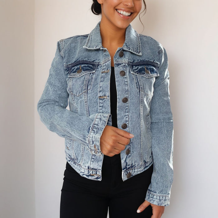Featherlight Freedom Denim Jacket with Rhinestones | Unique | Size: M | Missey & Daff