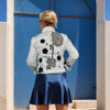 white denim jacket with silver floral beaded embellishments