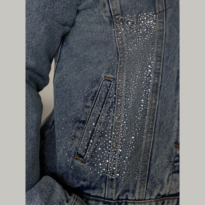 Angel Wings Denim Jacket | Crystal Rhinestone Back Detail | Unique | Size: M | Missey & Daff